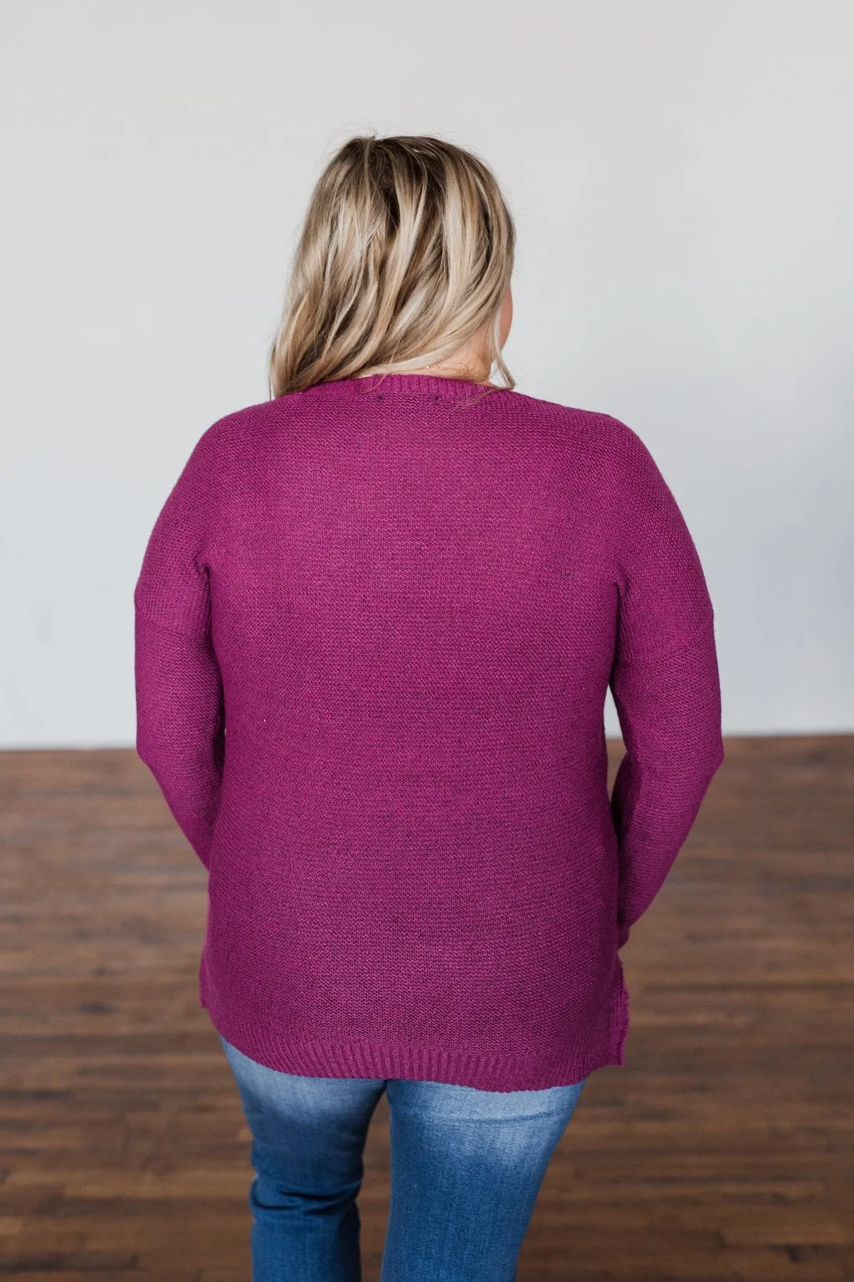 Reaching Out To You Knit Sweater- Magenta