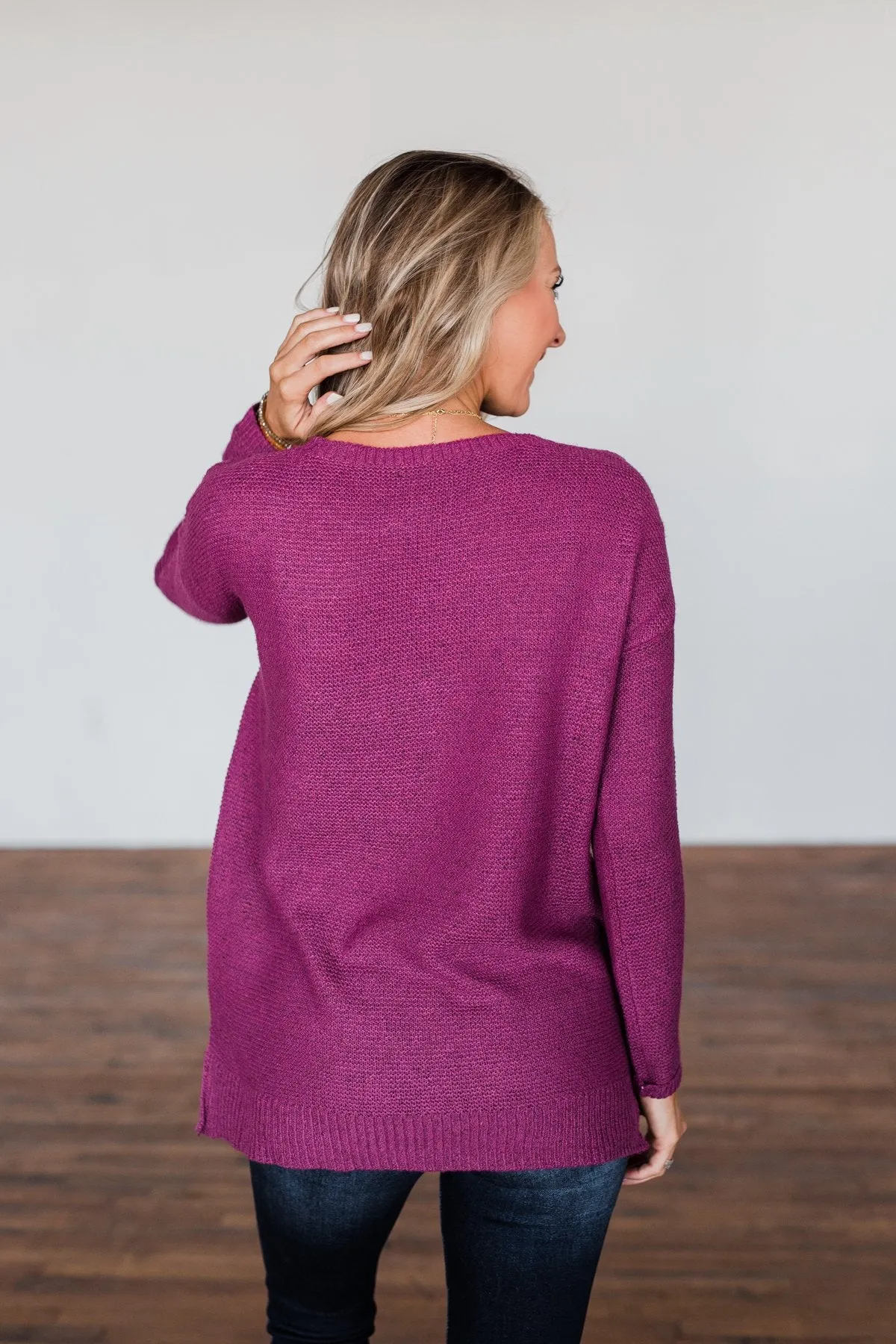 Reaching Out To You Knit Sweater- Magenta