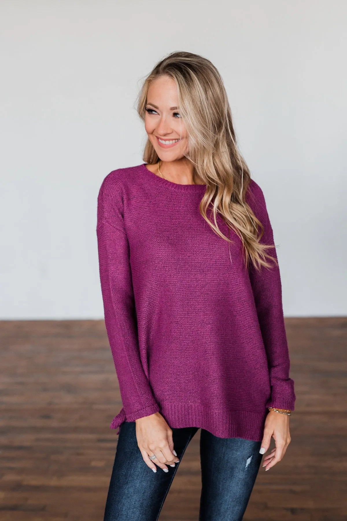 Reaching Out To You Knit Sweater- Magenta