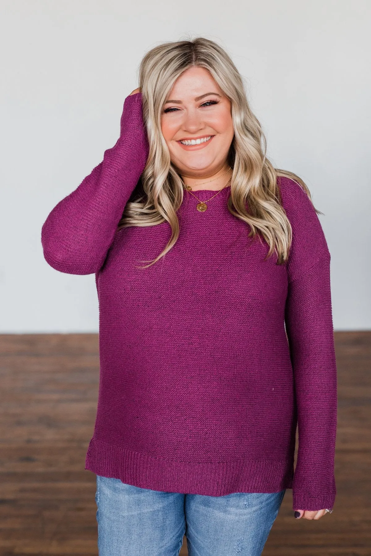 Reaching Out To You Knit Sweater- Magenta