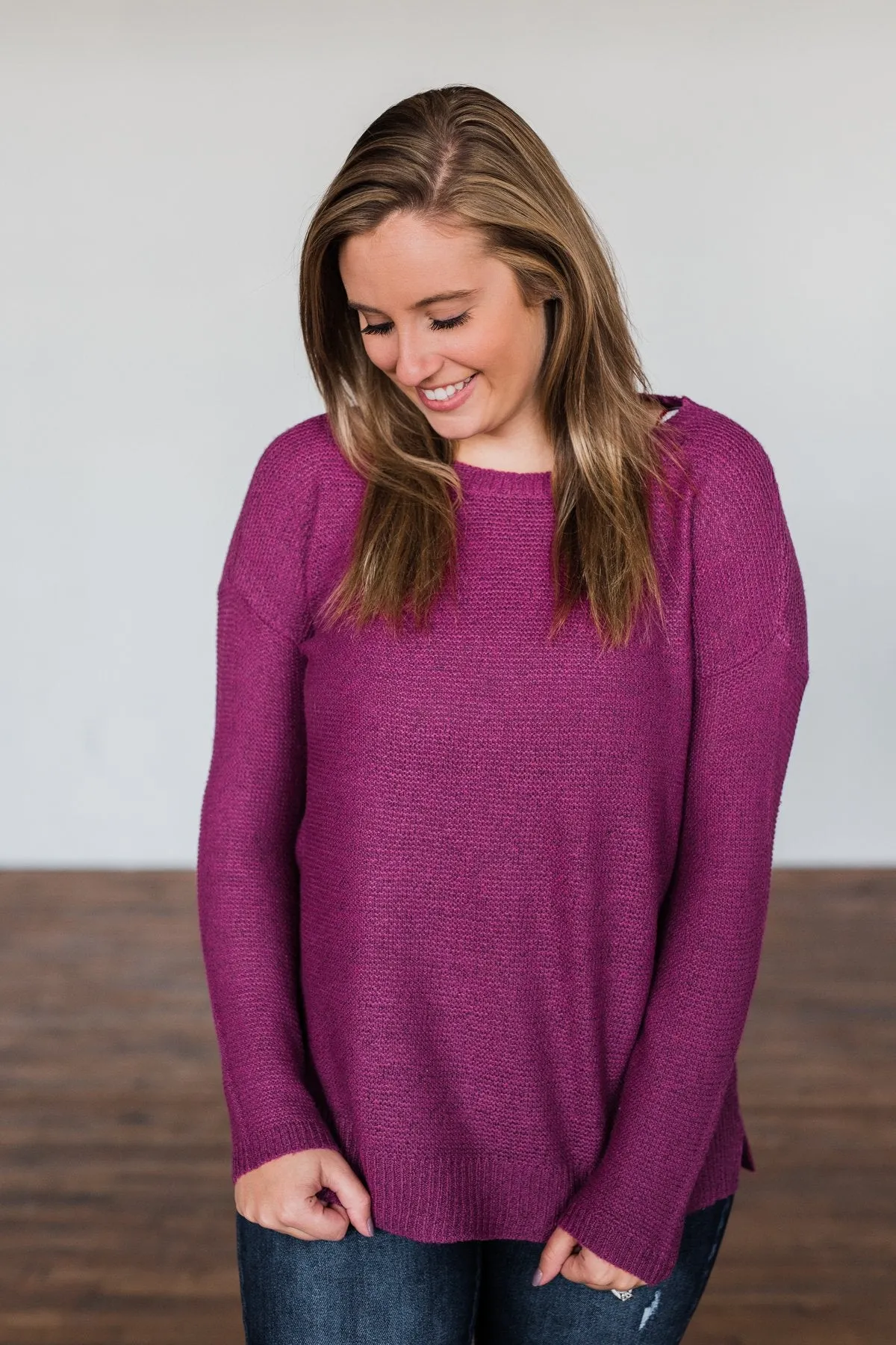 Reaching Out To You Knit Sweater- Magenta