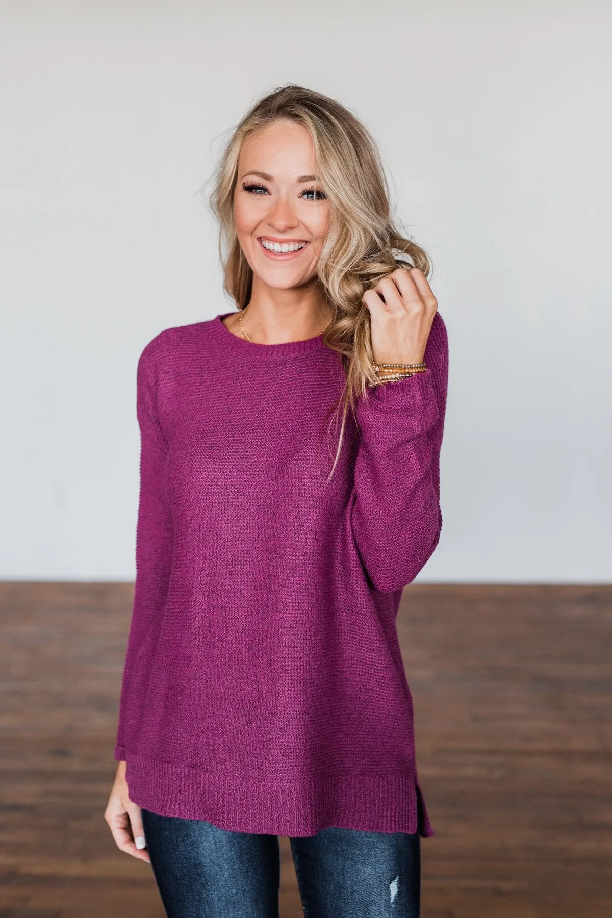 Reaching Out To You Knit Sweater- Magenta