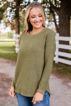 Reaching Out To You Knit Sweater- Olive