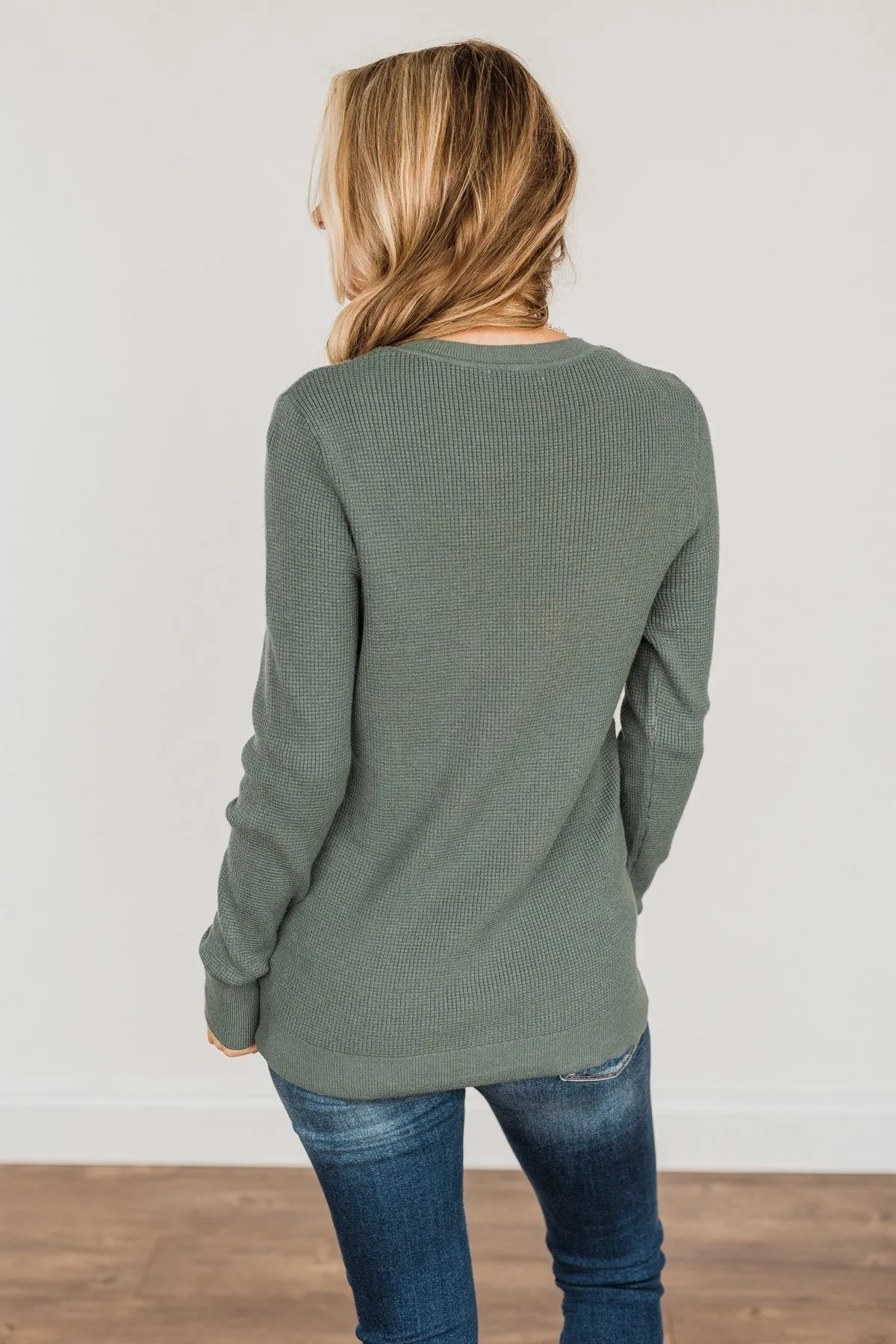 Reasons To Smile Knit Sweater- Dusty Jade