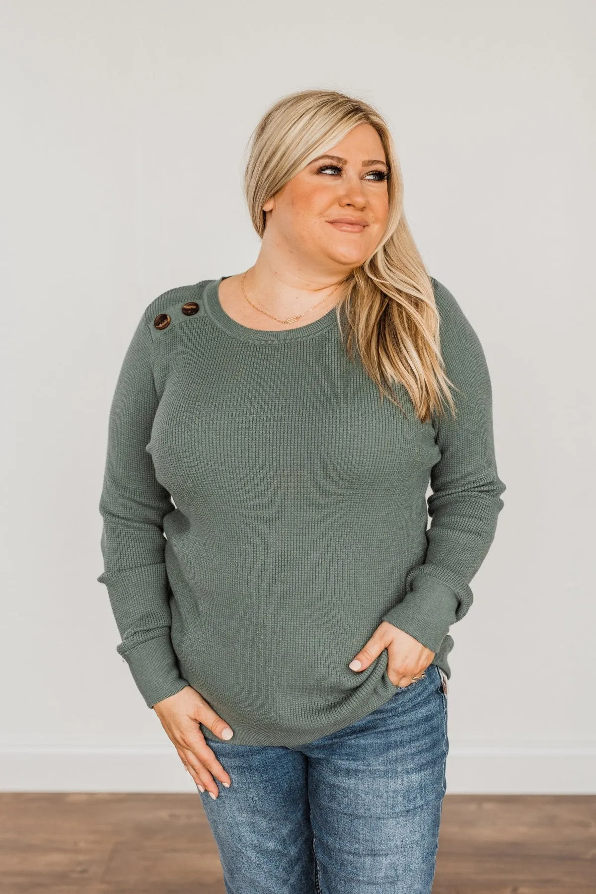 Reasons To Smile Knit Sweater- Dusty Jade