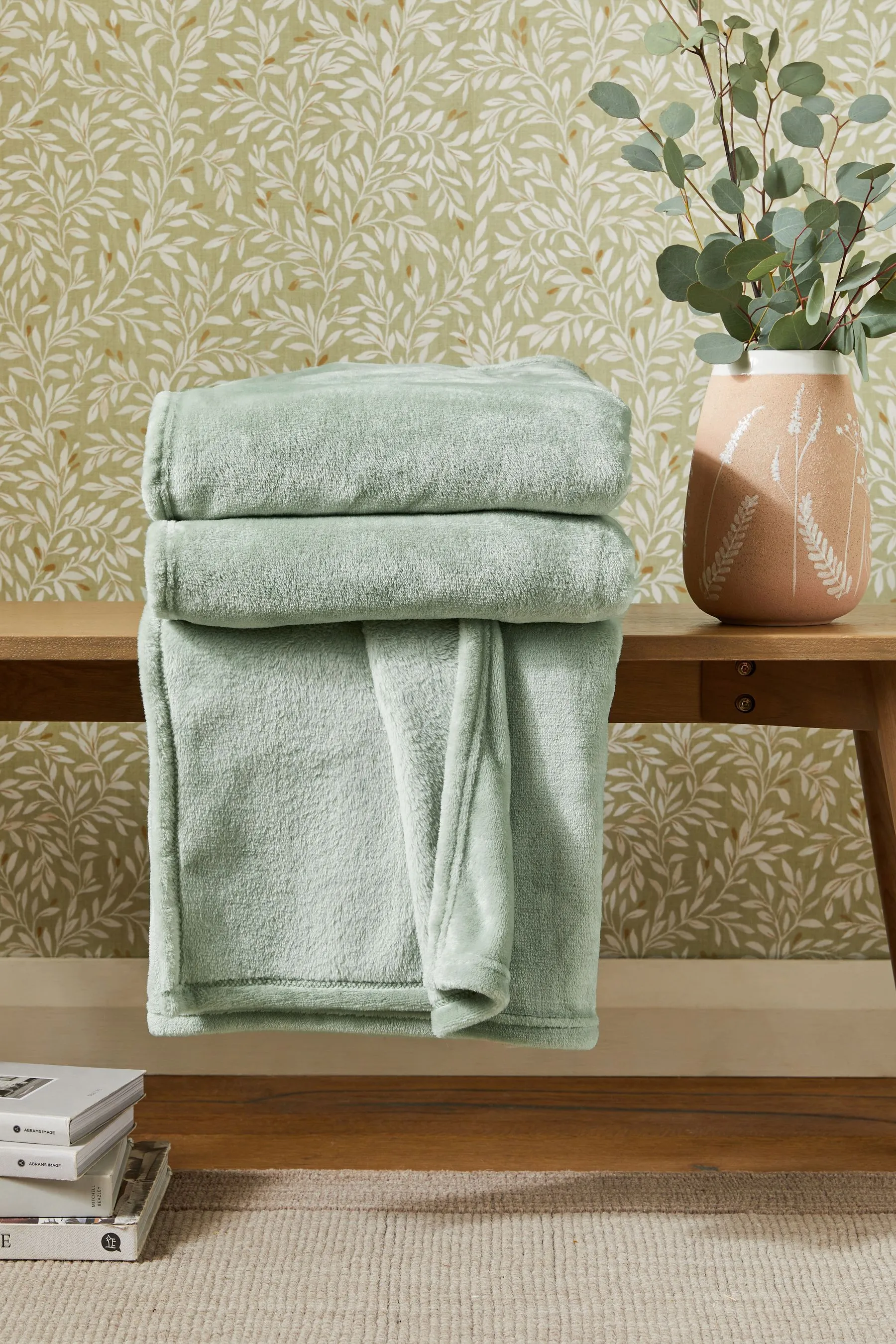 Sage Green Plush Fleece Throw