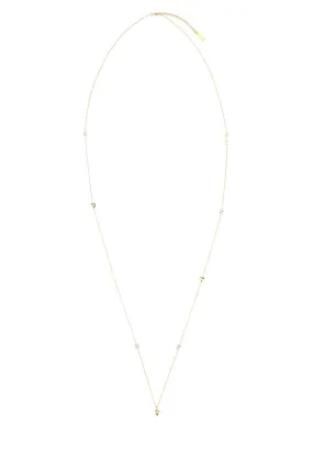 Saint Laurent Heart And Rhinestone Long Necklace