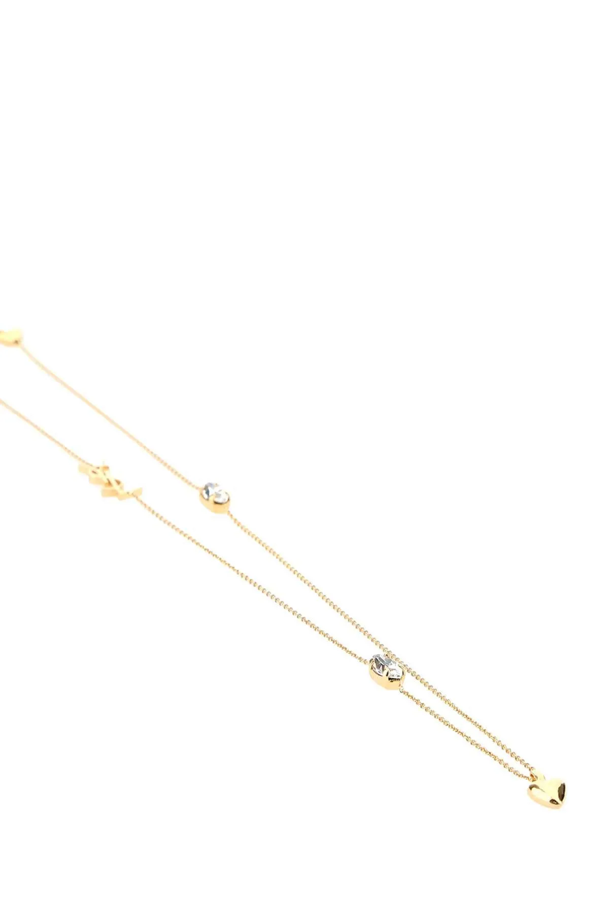 Saint Laurent Heart And Rhinestone Long Necklace