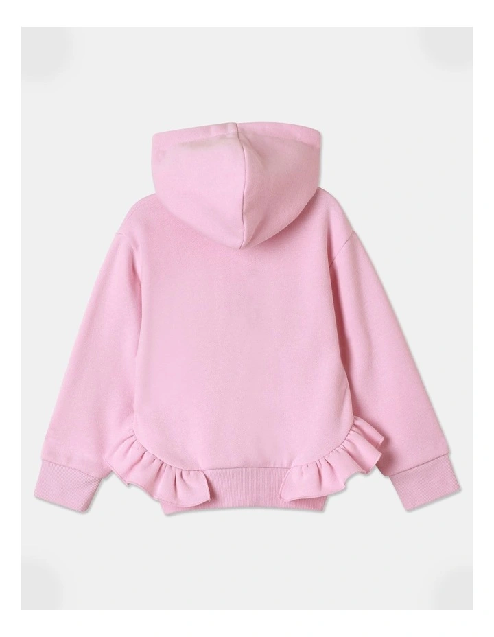 Sequin Heart Hoodie in Light Pink