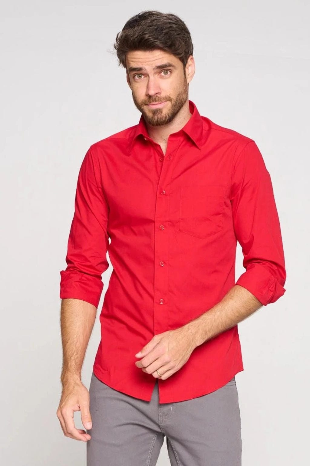 Show Off Long Sleeve Cuban Shirt - Red