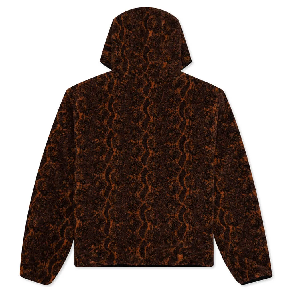 Snake Jacquard Sherpa Jacket - Brown