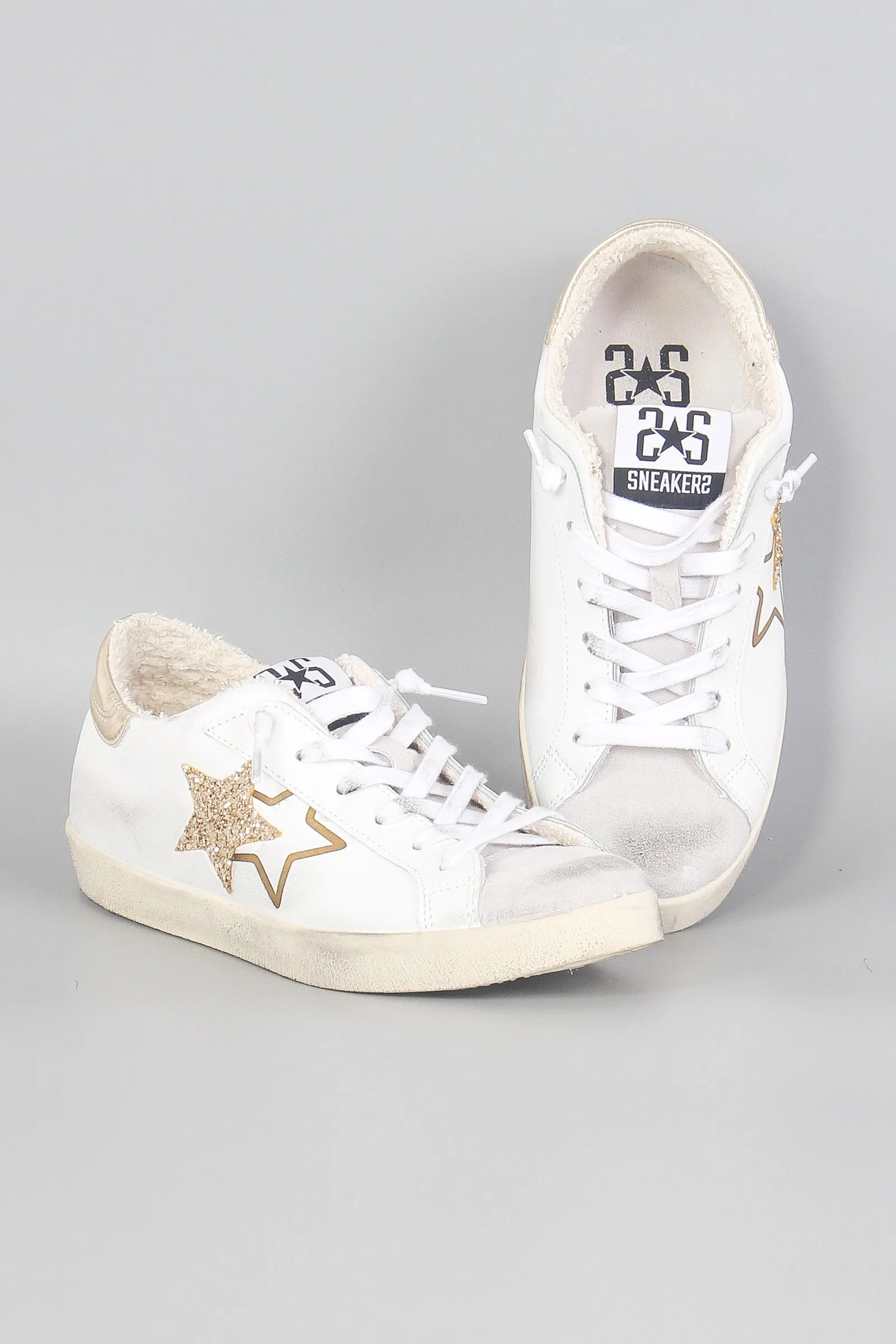 Sneaker One Star Glitter Bianco/oro