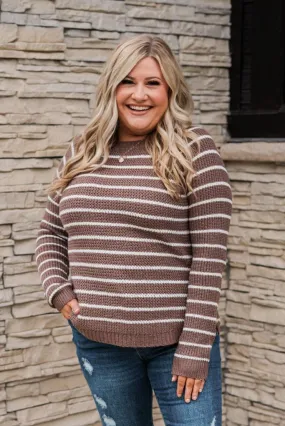 Soak In The Moment Striped Sweater- Mocha