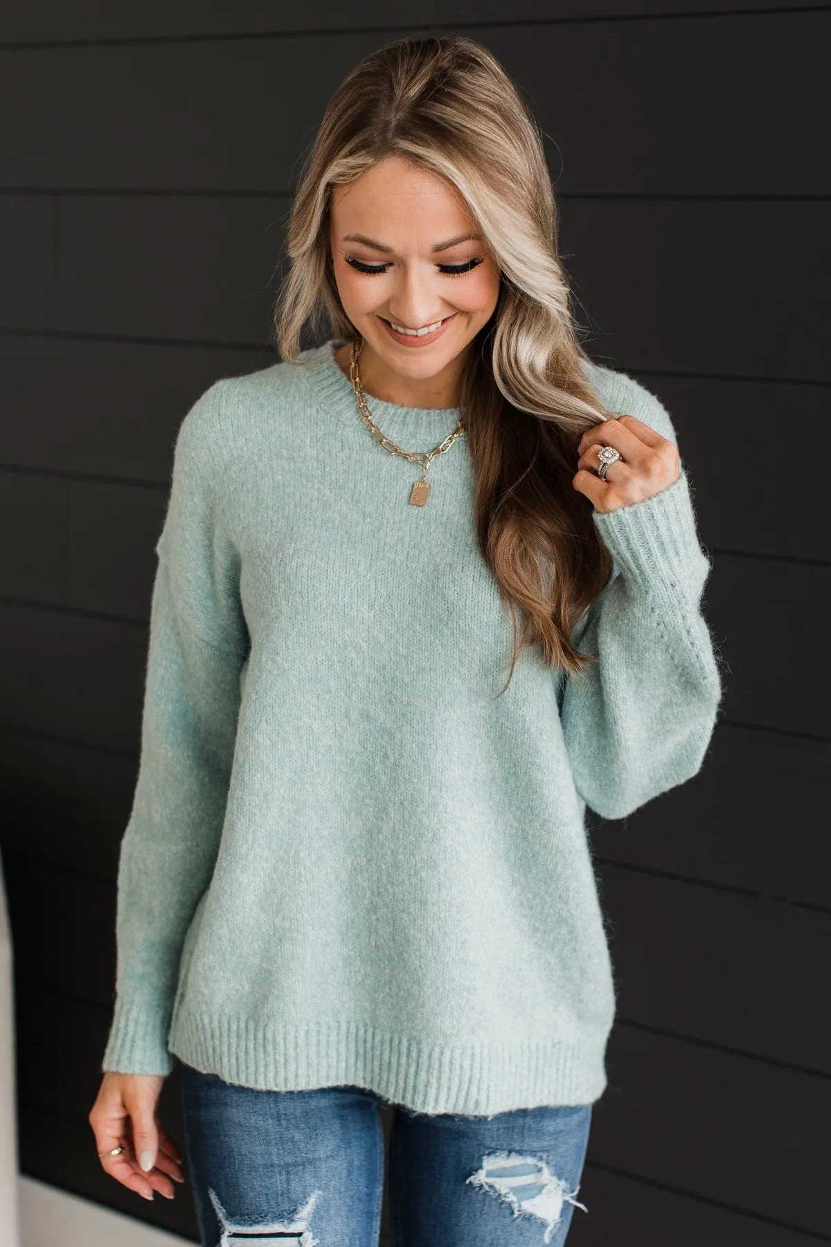 Still The One Knit Sweater- Light Blue