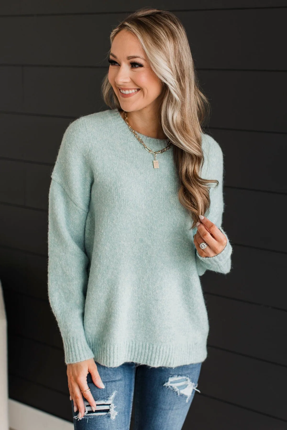 Still The One Knit Sweater- Light Blue