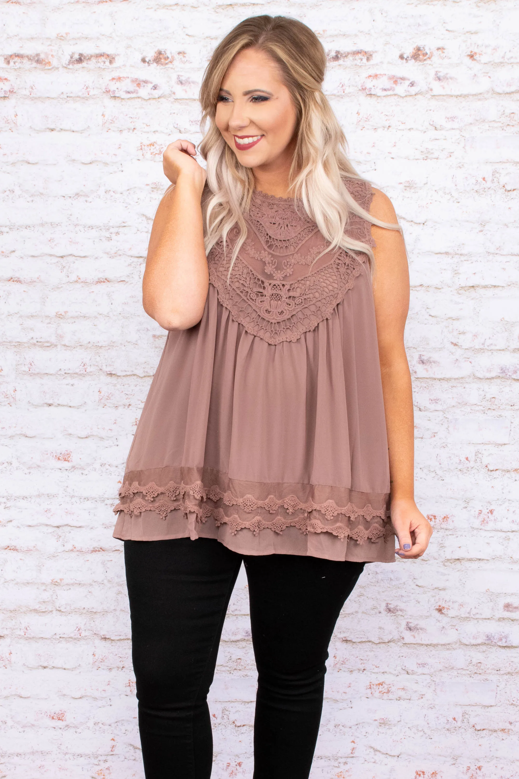 Sweet Charm Tank, Mocha