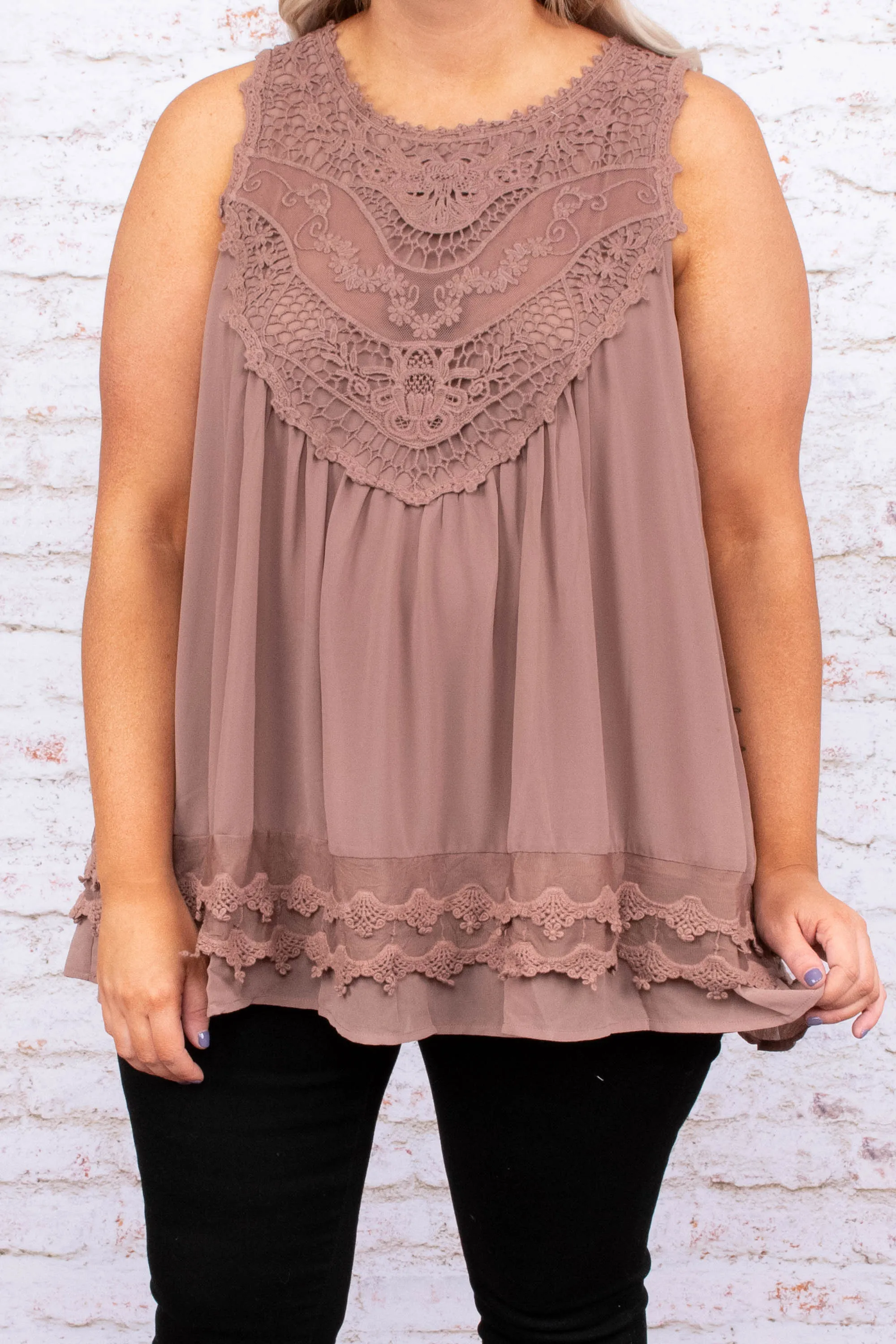 Sweet Charm Tank, Mocha