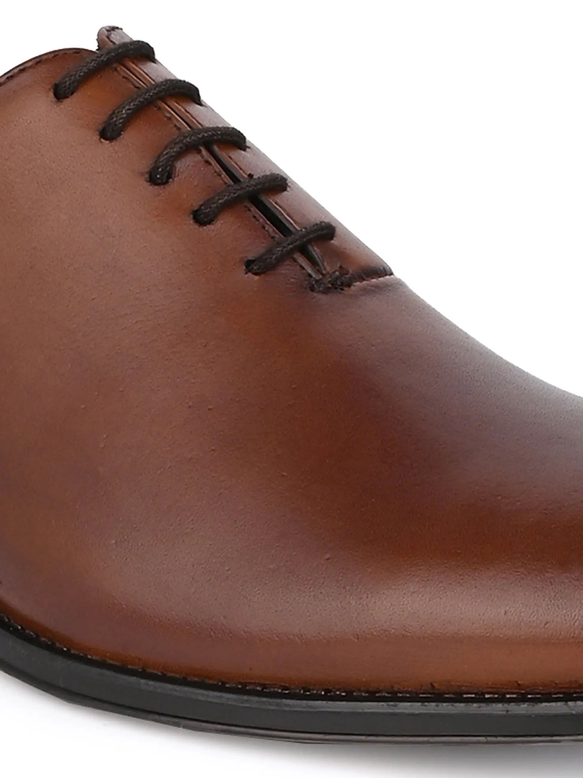 Tan Leather Lace Up Shoes For Men