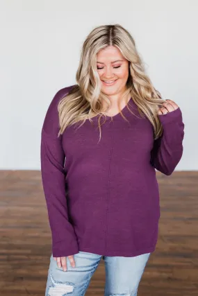 The Best Part V-Neck Sweater- Purple