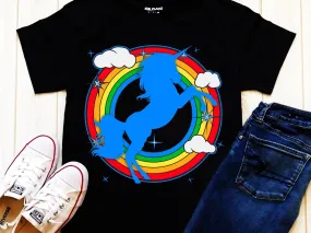 Unicorn And Rainbow Clouds | Retro Sunset T-Shirts, Unicorn and Rainbow, Unicorn Shirt, Unicorn Girl Birthday Shirt, Unicorn Par