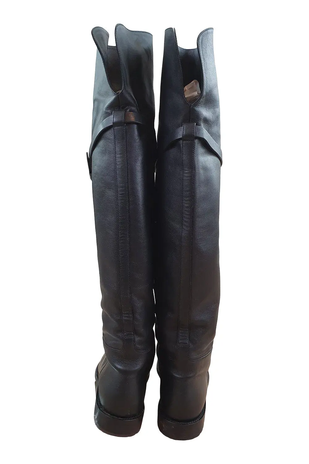 VALENTINO Black Animalia Leather Over Knee Boots (EU 39)