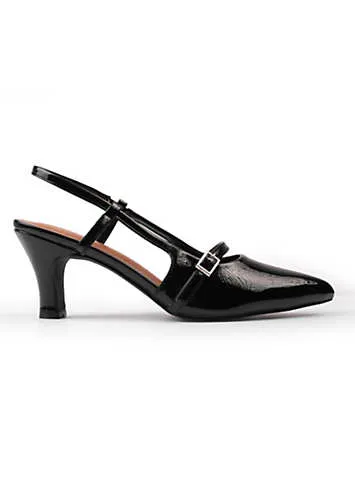 Where’s That From On Point Black Patent Slingback Court Shoes | Kaleidoscope