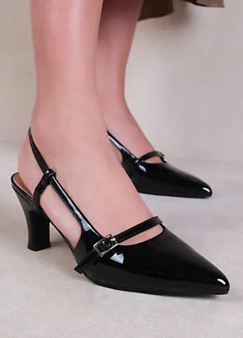 Where’s That From On Point Black Patent Slingback Court Shoes | Kaleidoscope