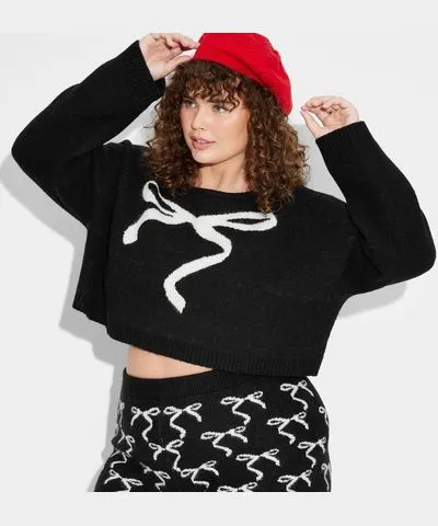 Wild Fable Women's Crewneck Cropped Pullover Sweater