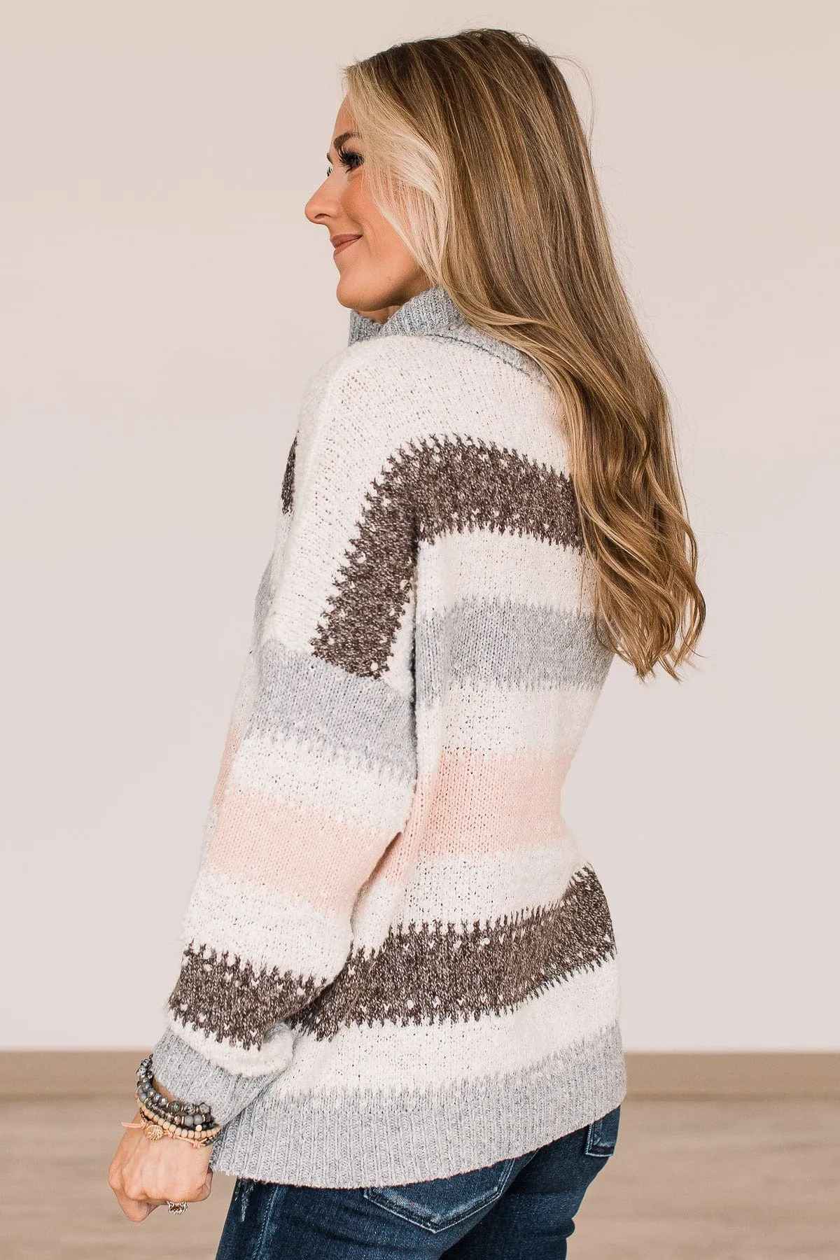 Winds Of Change Turtleneck Sweater- Ivory & Grey