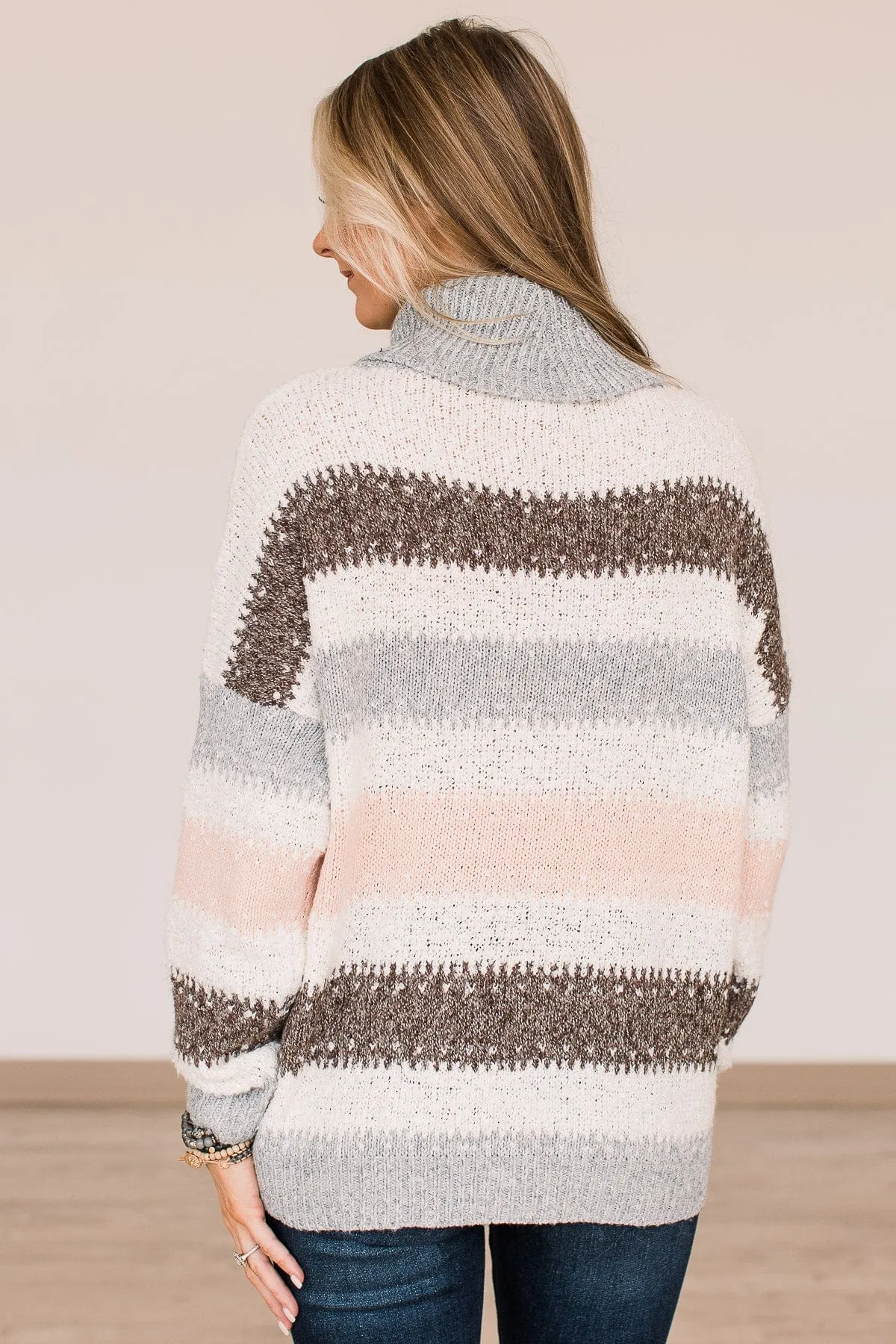 Winds Of Change Turtleneck Sweater- Ivory & Grey