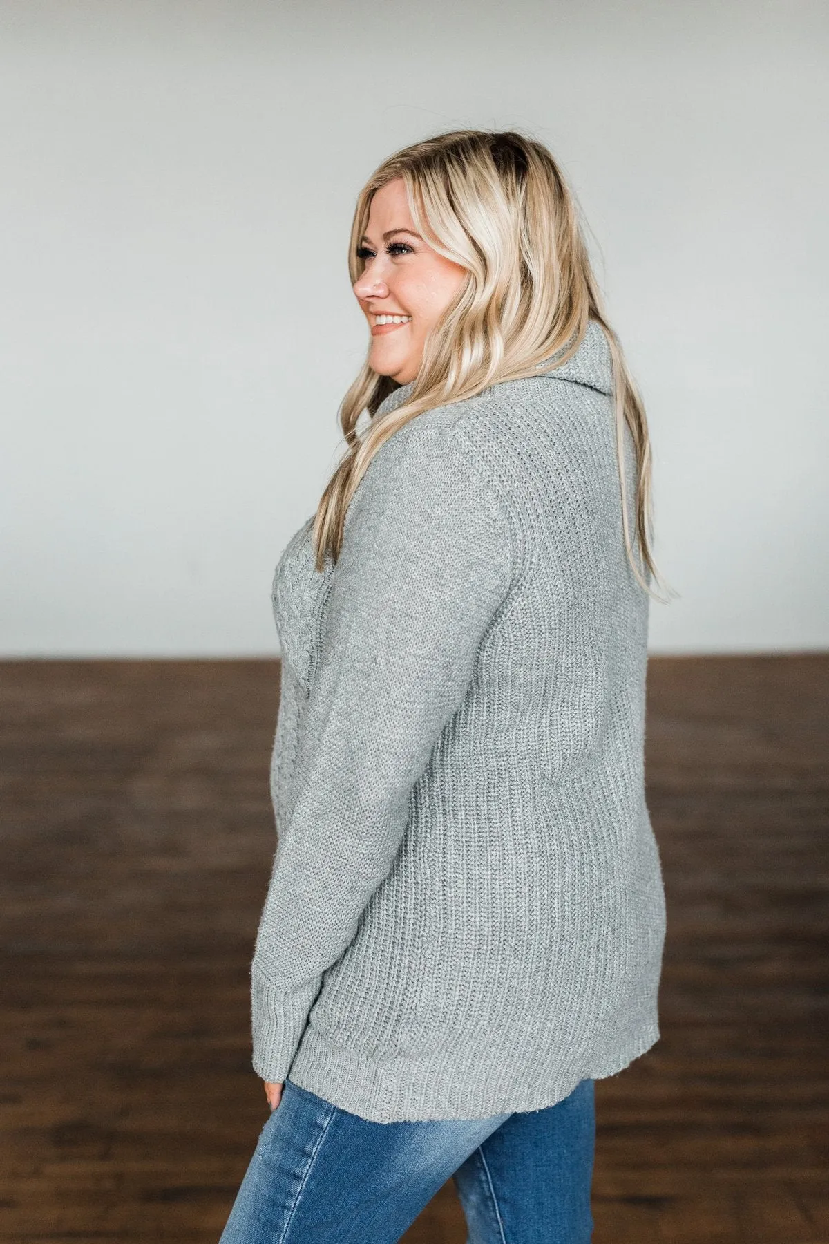 Wishing You Well Knit Turtleneck Sweater- Grey