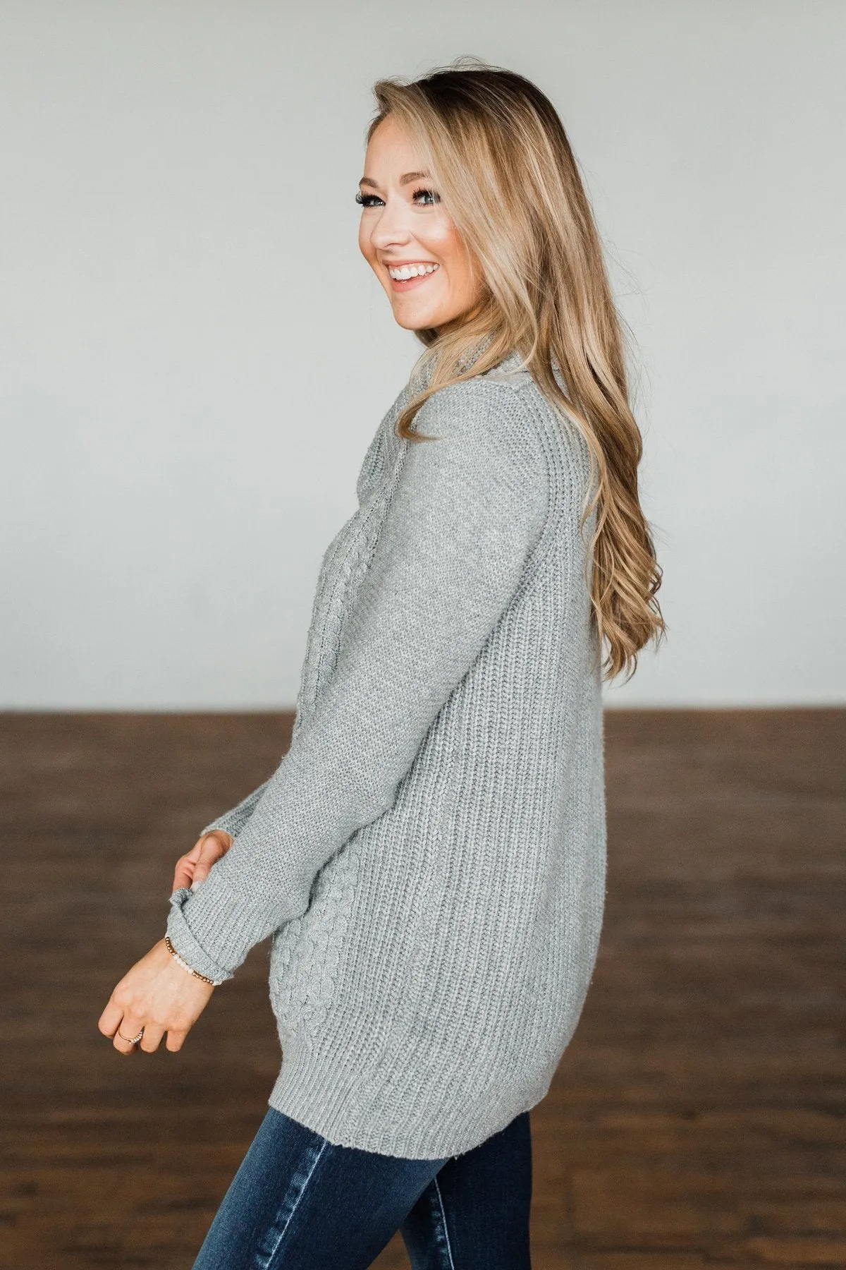 Wishing You Well Knit Turtleneck Sweater- Grey