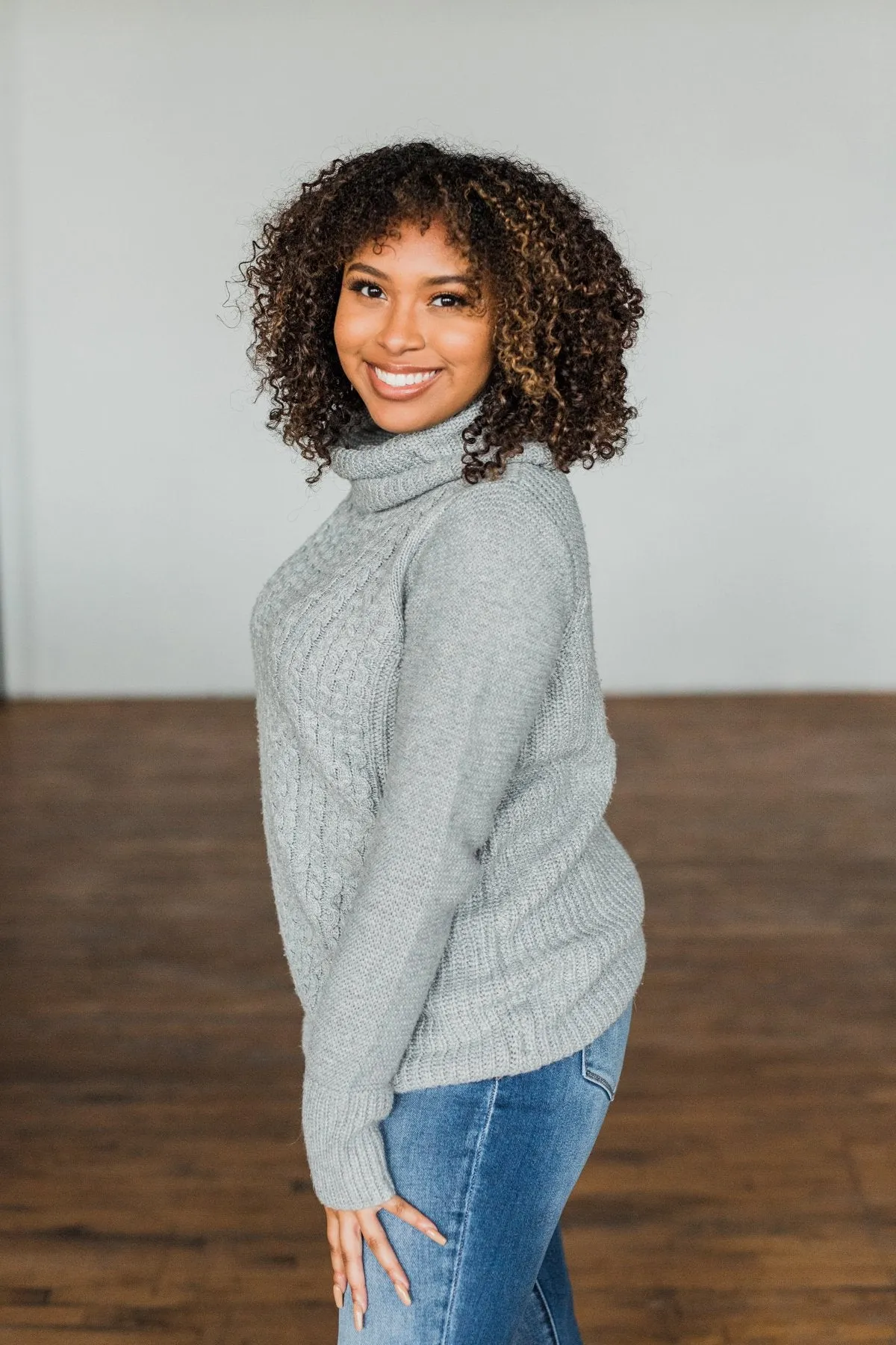 Wishing You Well Knit Turtleneck Sweater- Grey