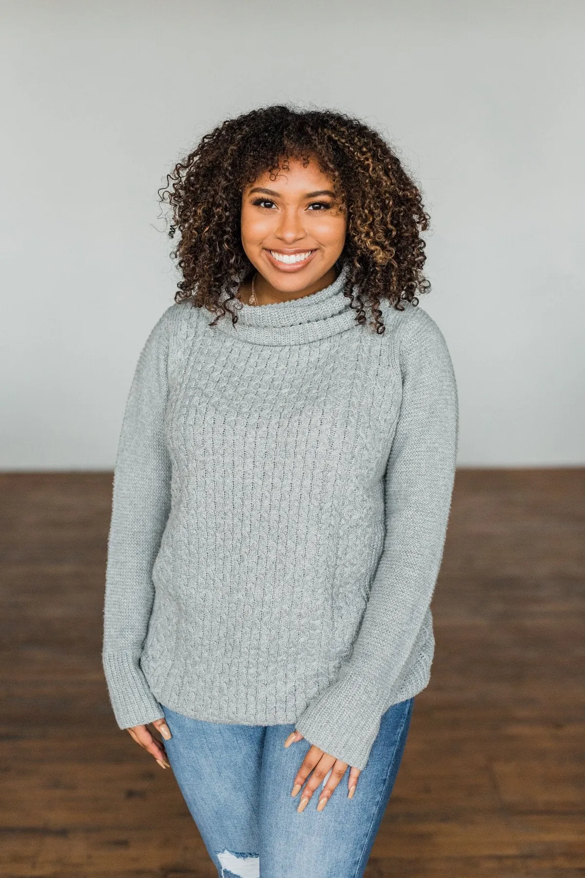 Wishing You Well Knit Turtleneck Sweater- Grey