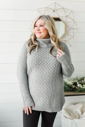 Wishing You Well Knit Turtleneck Sweater- Grey