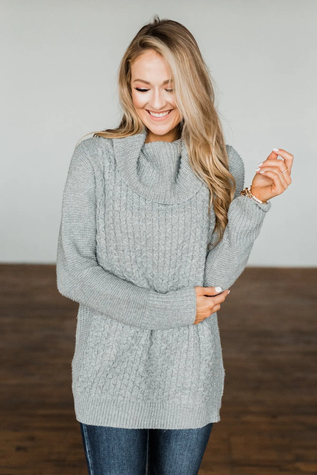 Wishing You Well Knit Turtleneck Sweater- Grey