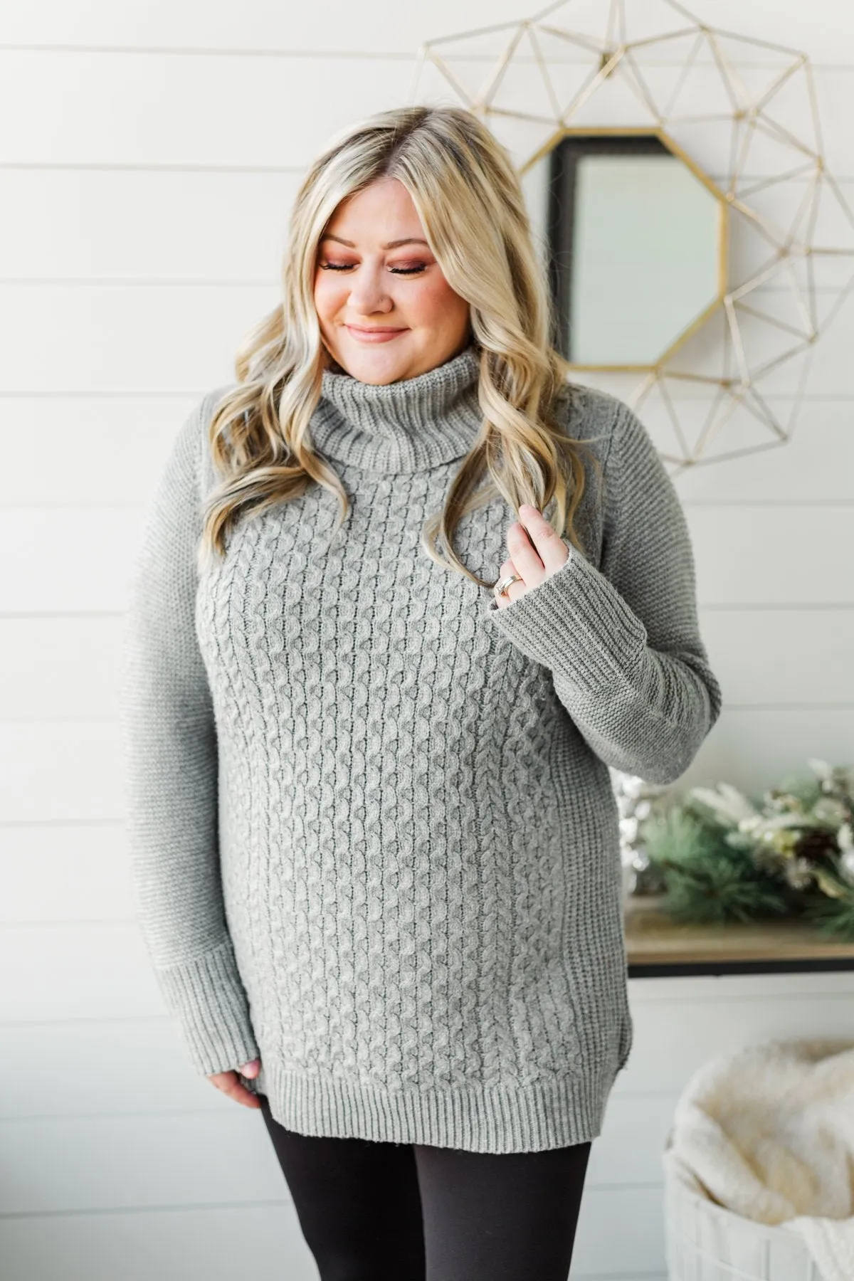 Wishing You Well Knit Turtleneck Sweater- Grey