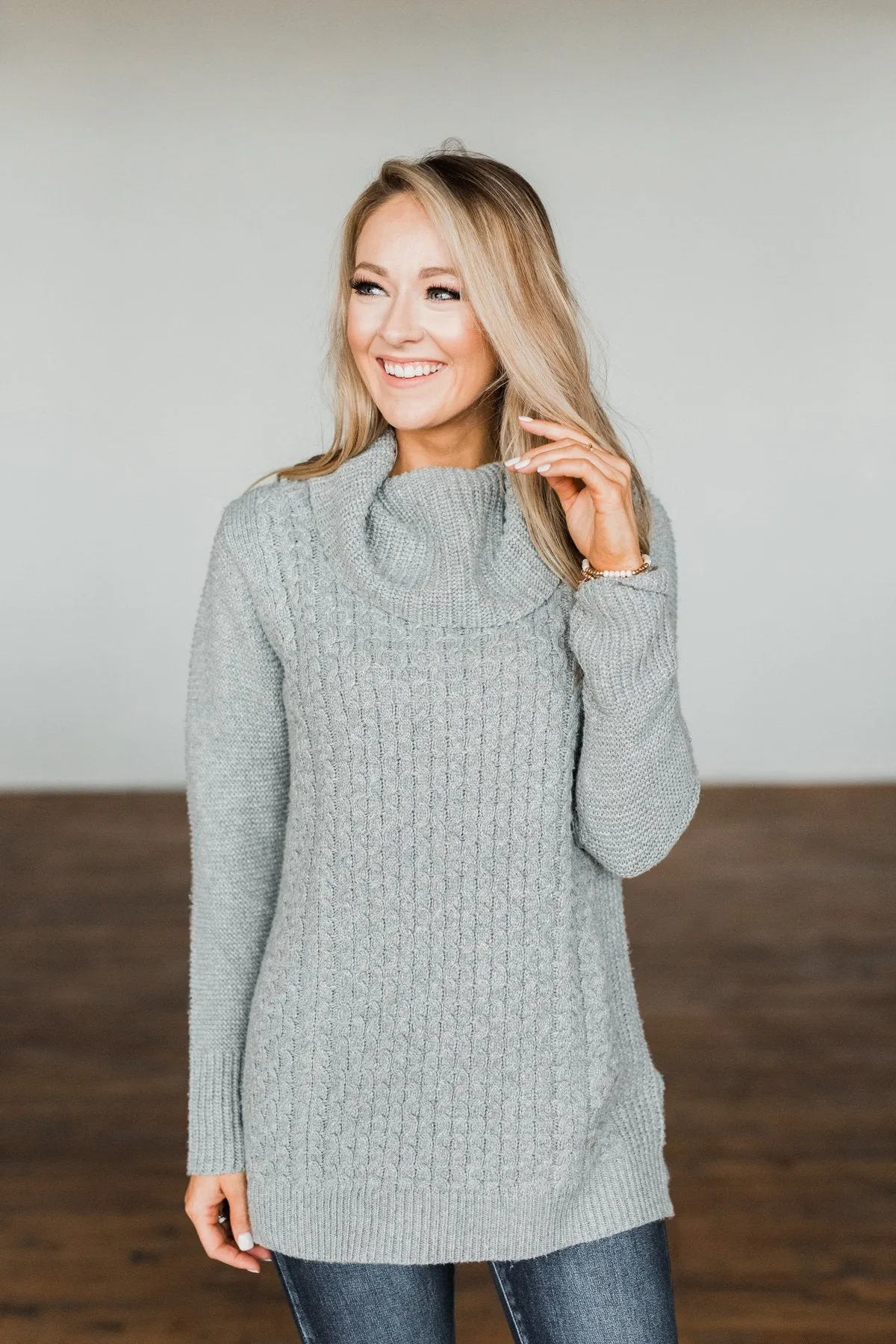 Wishing You Well Knit Turtleneck Sweater- Grey