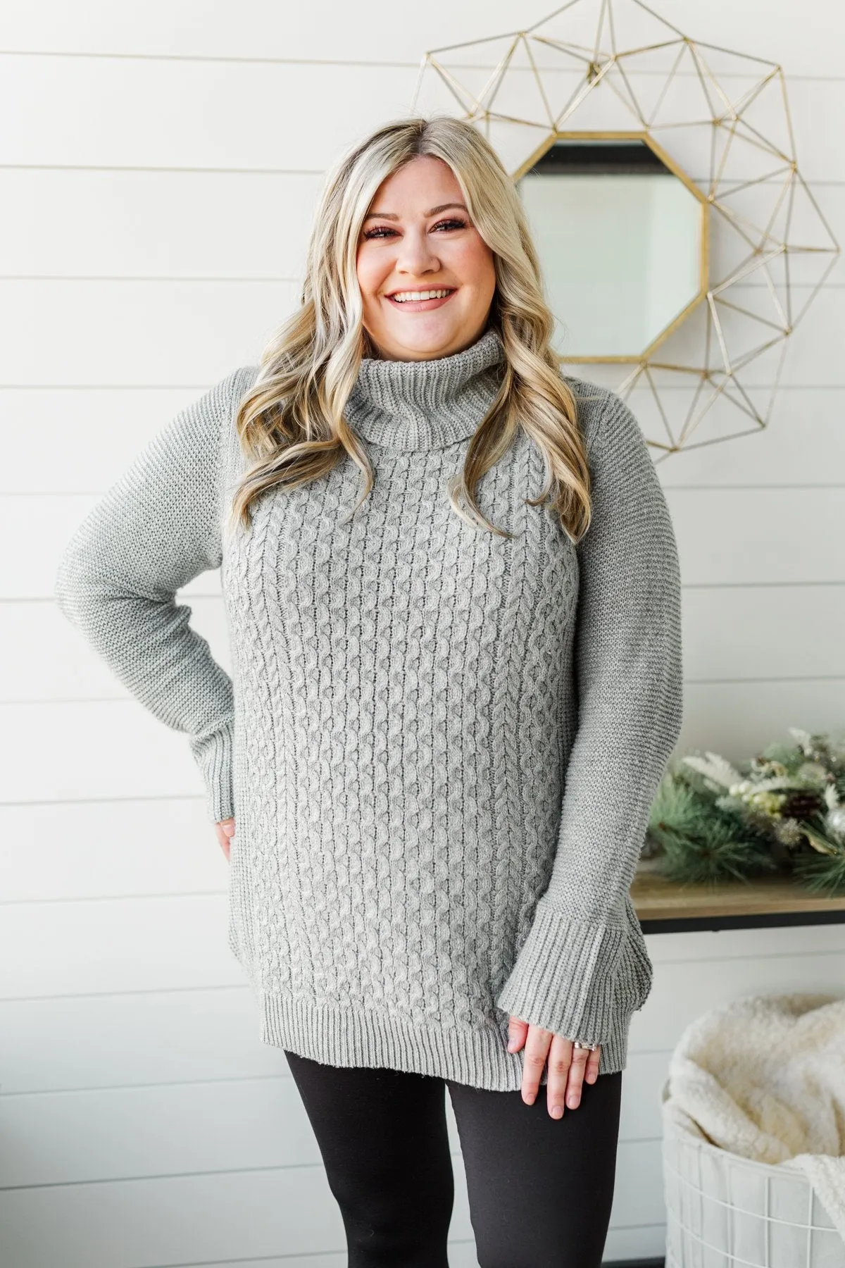 Wishing You Well Knit Turtleneck Sweater- Grey