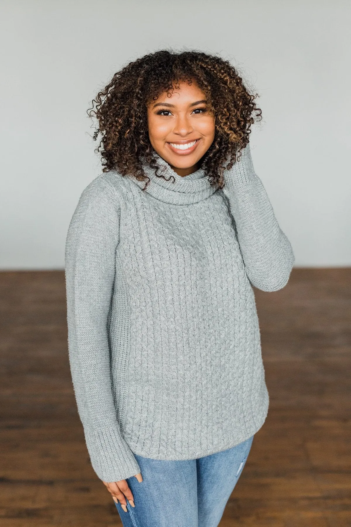 Wishing You Well Knit Turtleneck Sweater- Grey