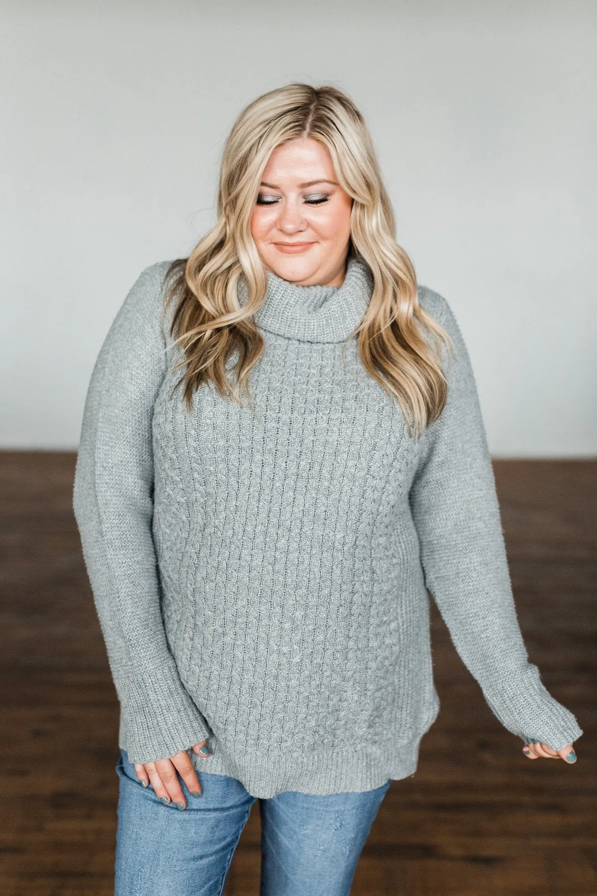 Wishing You Well Knit Turtleneck Sweater- Grey