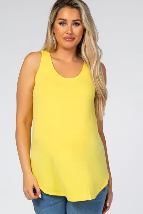 Yellow Rounded Hem Sleeveless Maternity Top